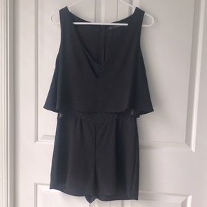 ZARA TRF BLACK ROMPER JUMPSUIT WITH MESH